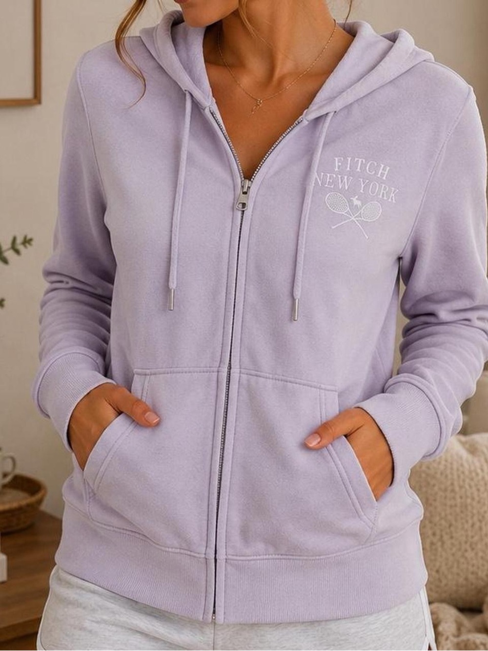 Vintage Abercrombie & Fitch Lavender Tennis Full-Zip Hoodie